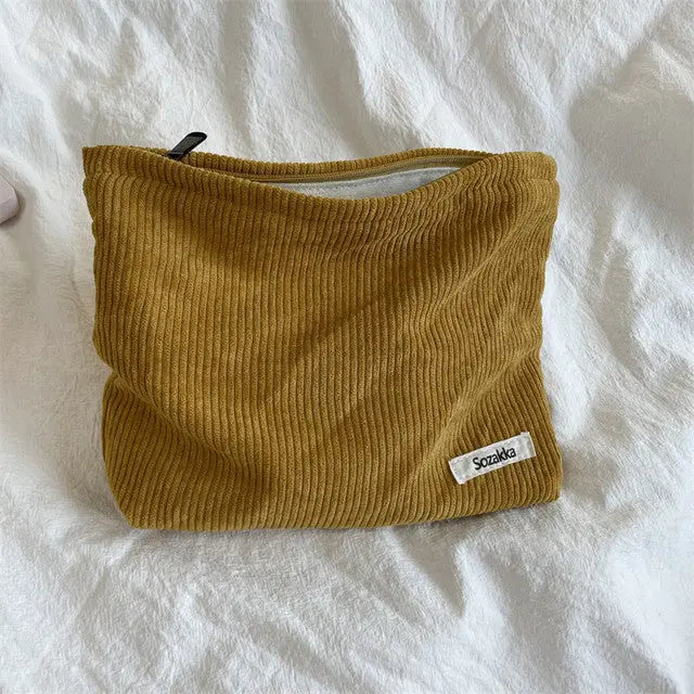 Corduroy Travel Cosmetic Bag - GLR SHOPPING
