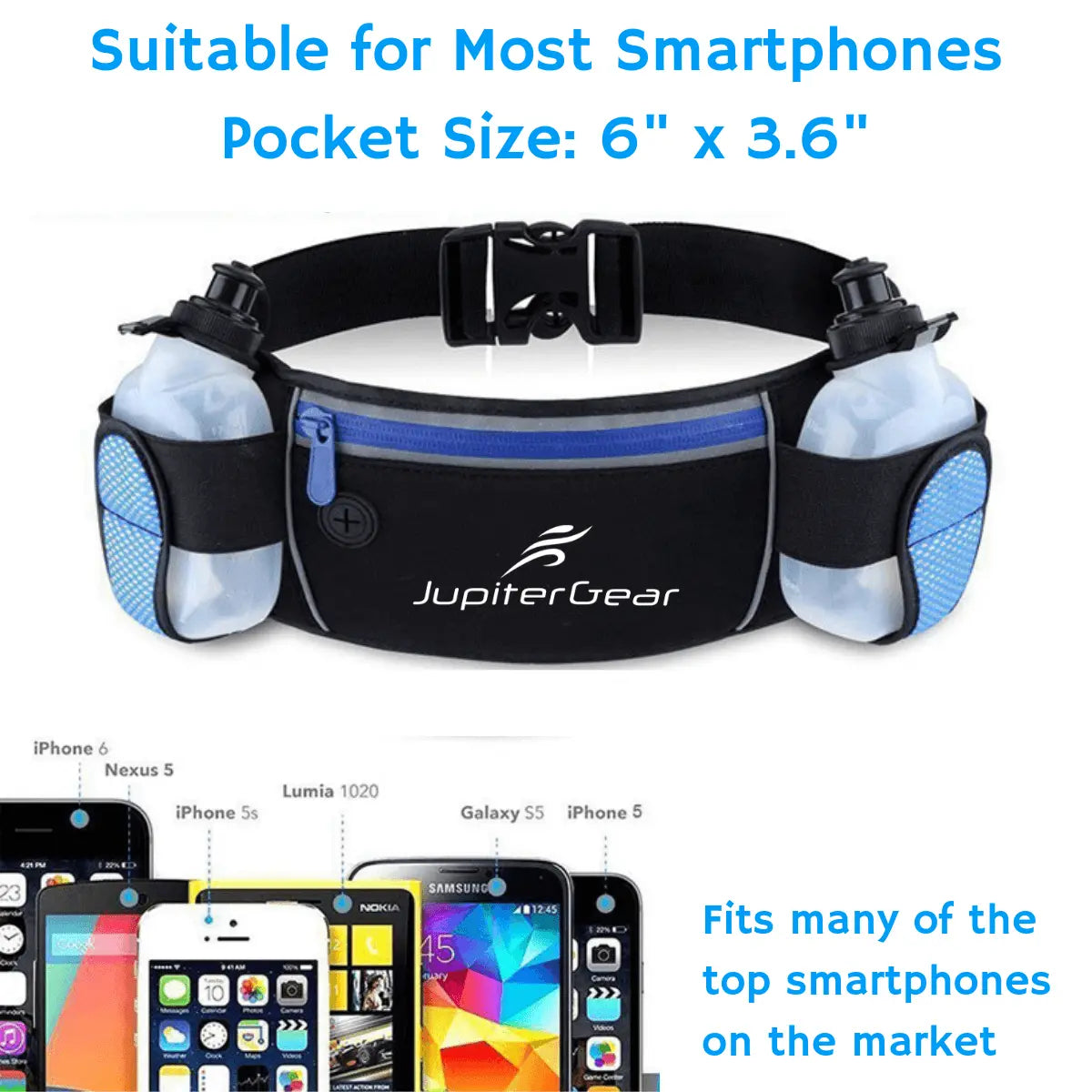Running Hydration Belt Waist Bag with Water-Resistant Pockets and 2 - GLR SHOPPING