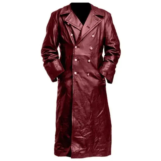 BLACK LEATHER TRENCH COAT GLR SHOPPING