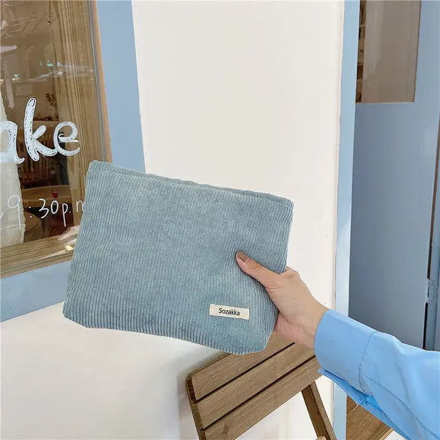 Corduroy Travel Cosmetic Bag - GLR SHOPPING