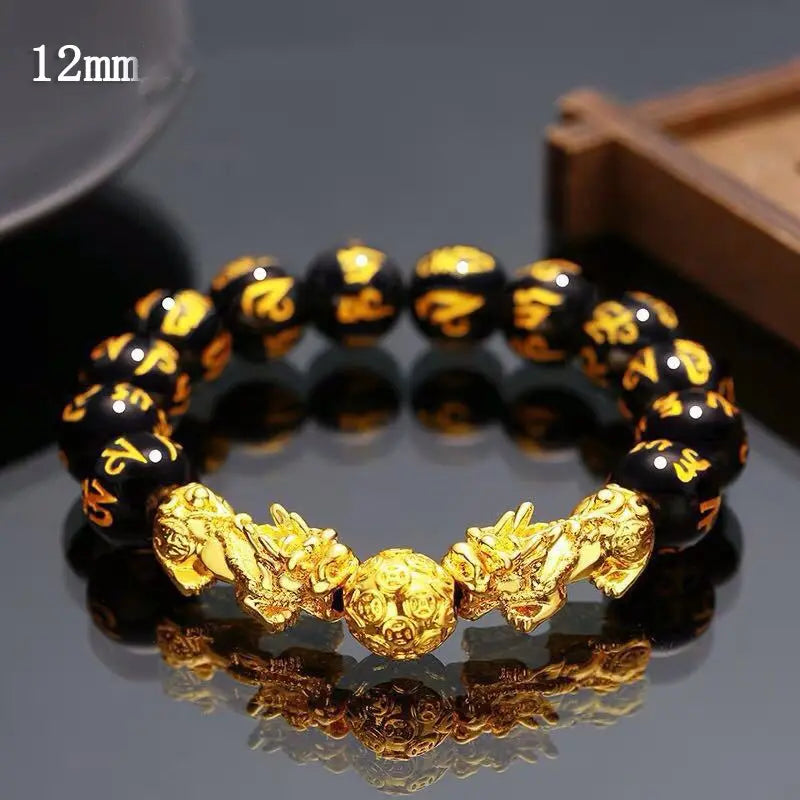Black Gold Beaded Pixiu Bracelet GLR SHOPPING