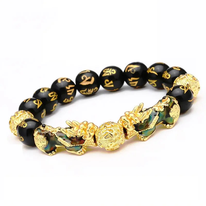 Black Gold Beaded Pixiu Bracelet GLR SHOPPING