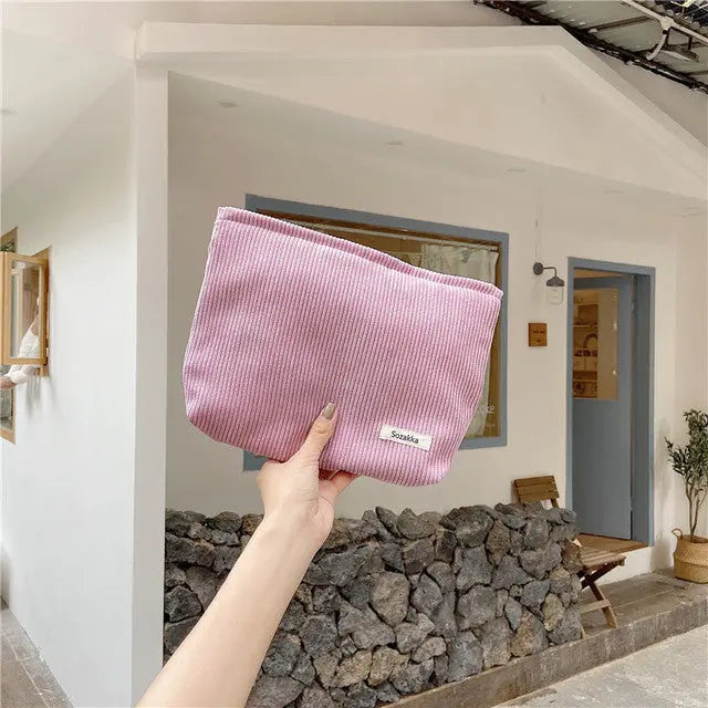 Corduroy Travel Cosmetic Bag - GLR SHOPPING