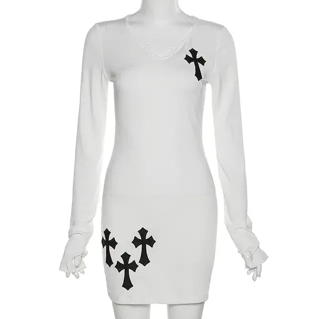 Cross Printed Mini Dress GLR SHOPPING