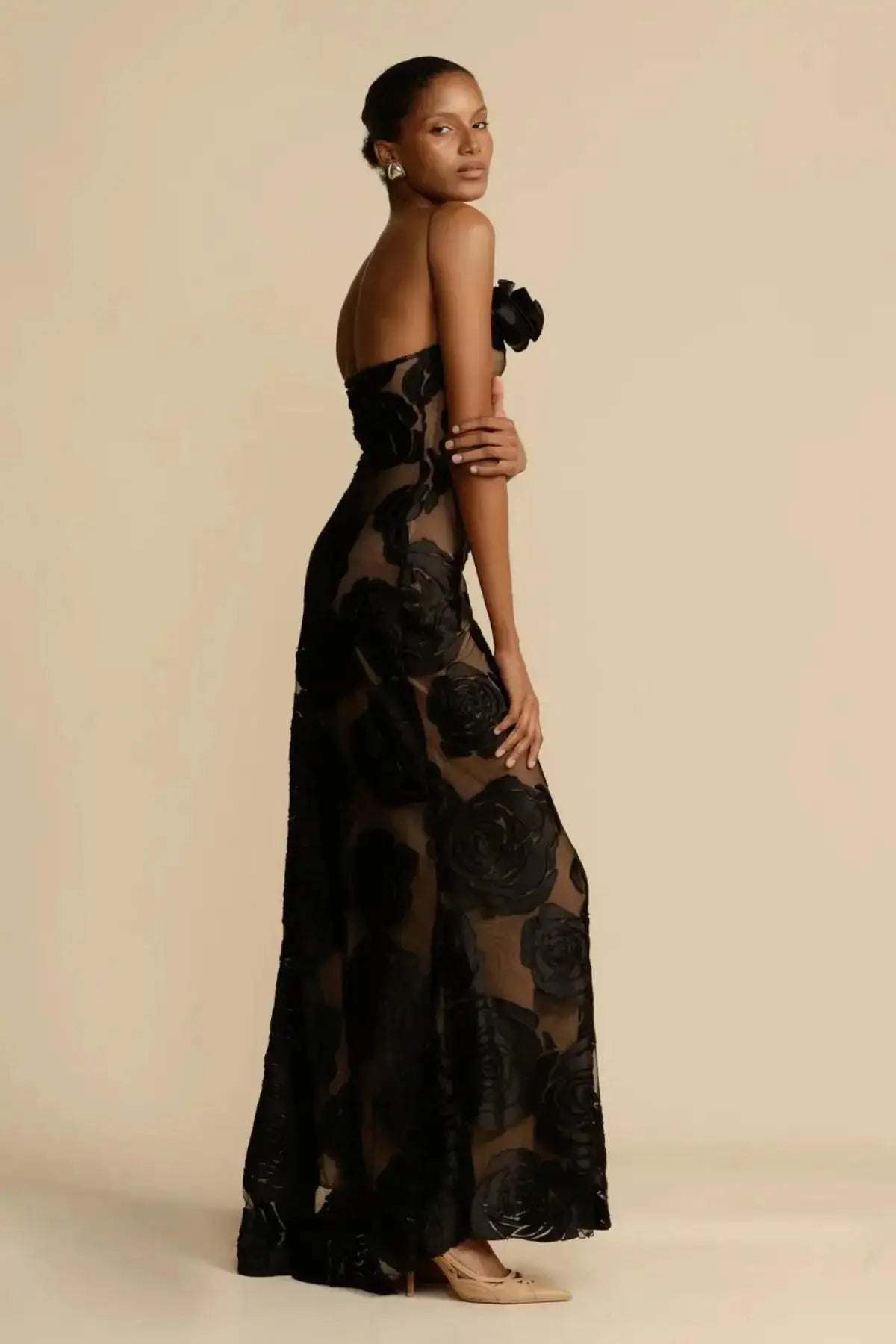 Diagonal Collar Evening Dress GLR SHOPPING