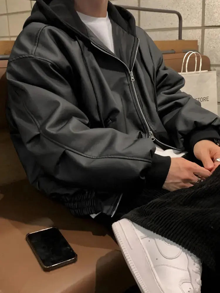 Men's Hooded Leather Jackets GLR SHOPPING