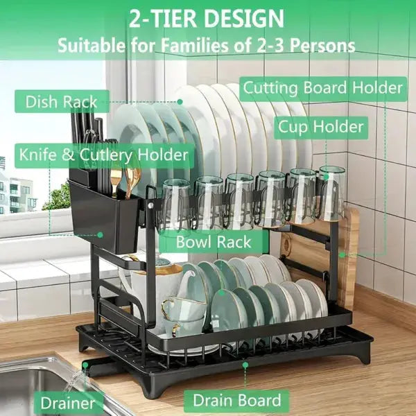 Compact Chef's 2-Tier Dish Organizer GLR SHOPPING