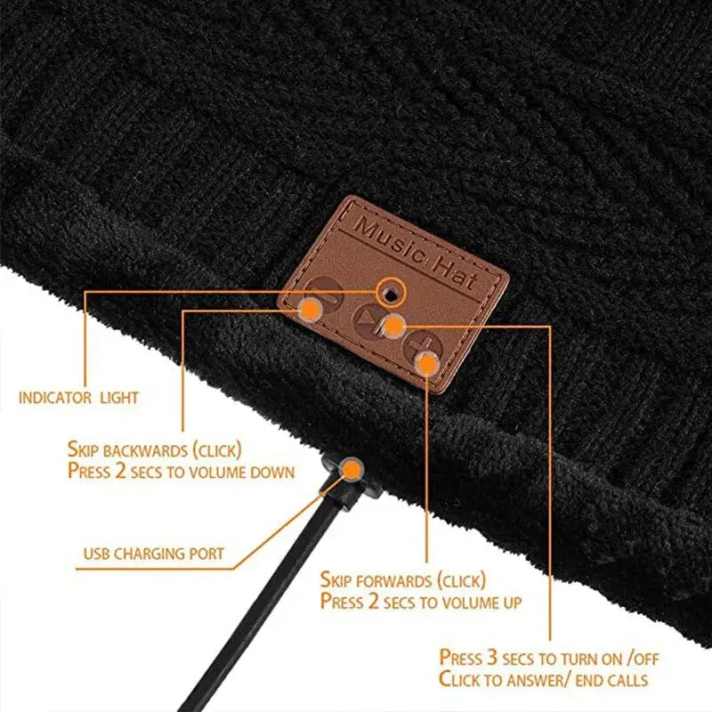 Beanie With Headphone Speaker Mic GLR SHOPPING