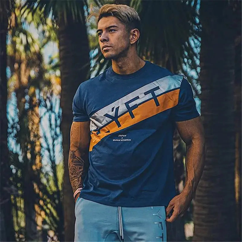 Japan & UK Summer Fitness Sport Running Men's Cotton Short Sleeve T-shirt GLR SHOPPING