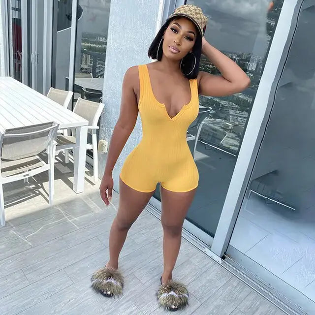 Summer Ribbed Knitted Playsuit GLR SHOPPING