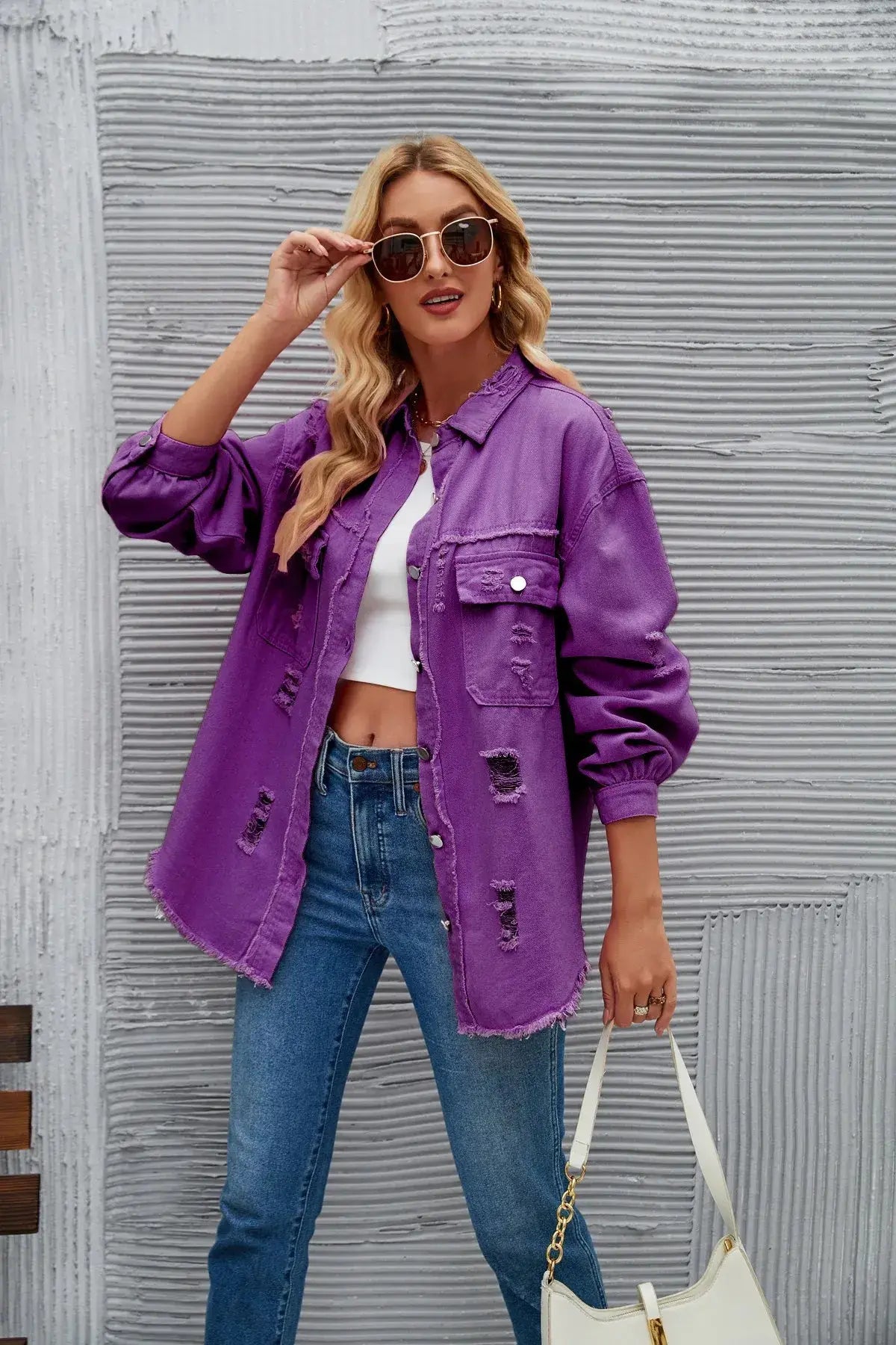 Washed Denim Jacket for Women GLR SHOPPING