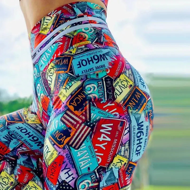 S-3XL New arrival Women Leggings Workout Sport Legging Digital Print Stretch Fitness Running Pants High Waist Push Up Leggins GLR SHOPPING