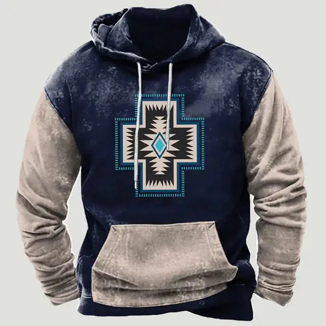 Western Aztec Patchwork Hoodie GLR SHOPPING