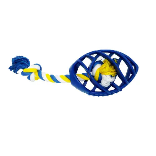 Rubber Football Dog Chew Toy with Tug Rope -- Great for Active Dogs -- - GLR SHOPPING