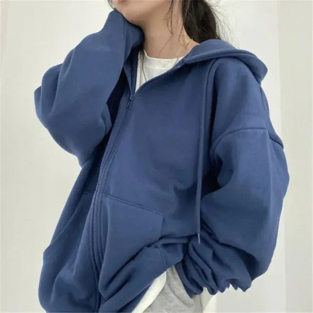 Women Zip Up Letter Printed Streetwear Hoodie GLR SHOPPING