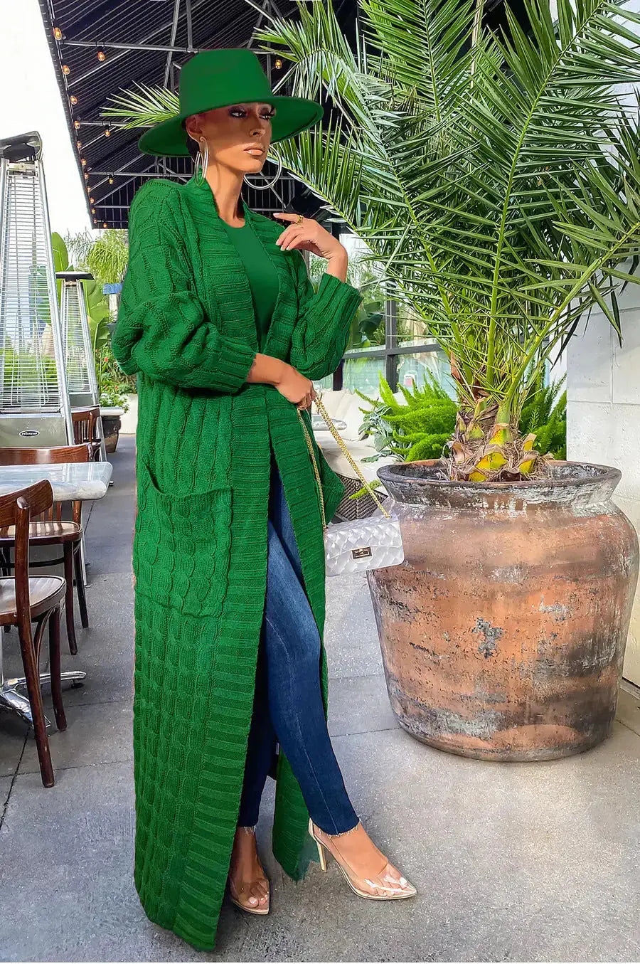 Drop Shoulder Maxi Sweater Cardigan - GLR SHOPPING