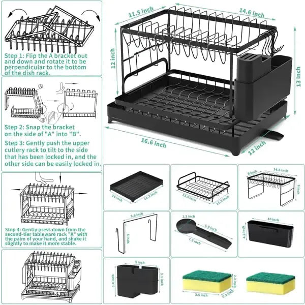 Compact Chef's 2-Tier Dish Organizer GLR SHOPPING