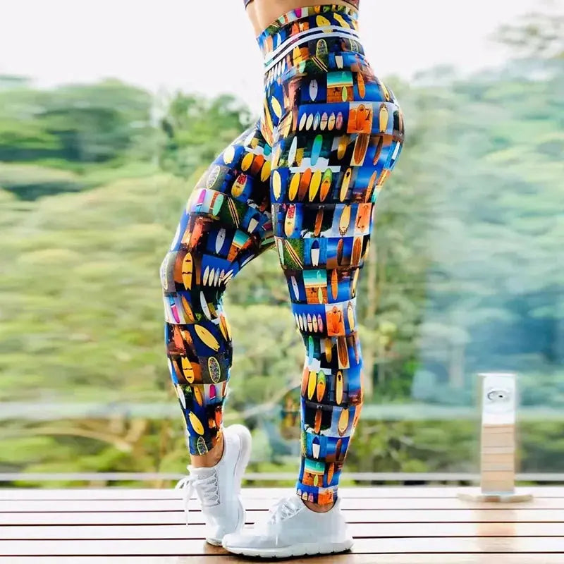 S-3XL New arrival Women Leggings Workout Sport Legging Digital Print Stretch Fitness Running Pants High Waist Push Up Leggins GLR SHOPPING