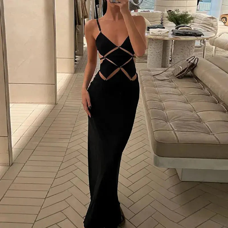 Sexy Sleeveless Backless Bodycon Maxi Evening Party Dress GLR SHOPPING