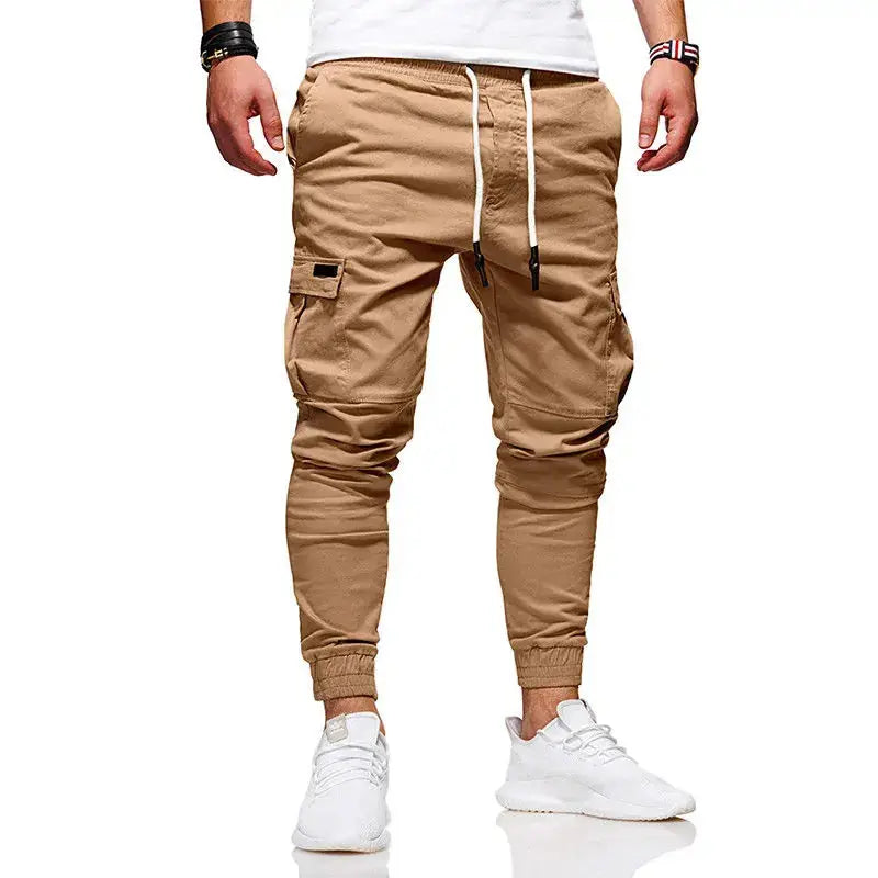 Men's Slim Fit Ankle-tied Pencil Pants with Drawstring and Side Pockets GLR SHOPPING