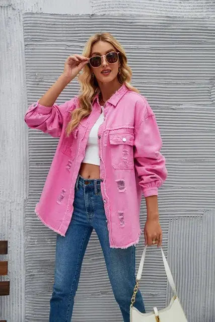 Washed Denim Jacket for Women GLR SHOPPING
