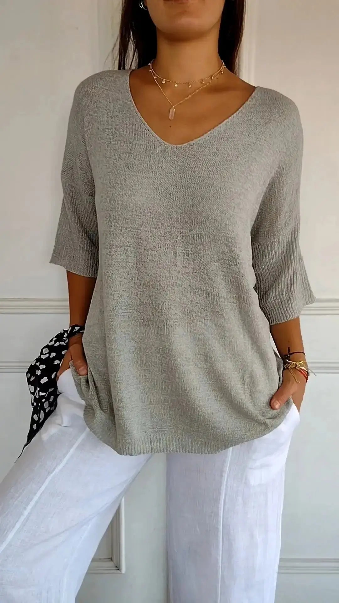 Trendy V-Neck Top GLR SHOPPING