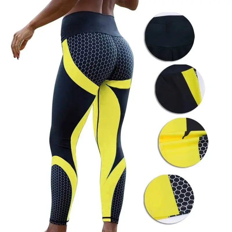 Women Honeycomb Printed Yoga Pants GLR SHOPPING