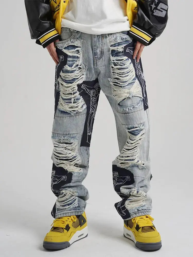 Men's Ripped Tassel Jeans GLR SHOPPING