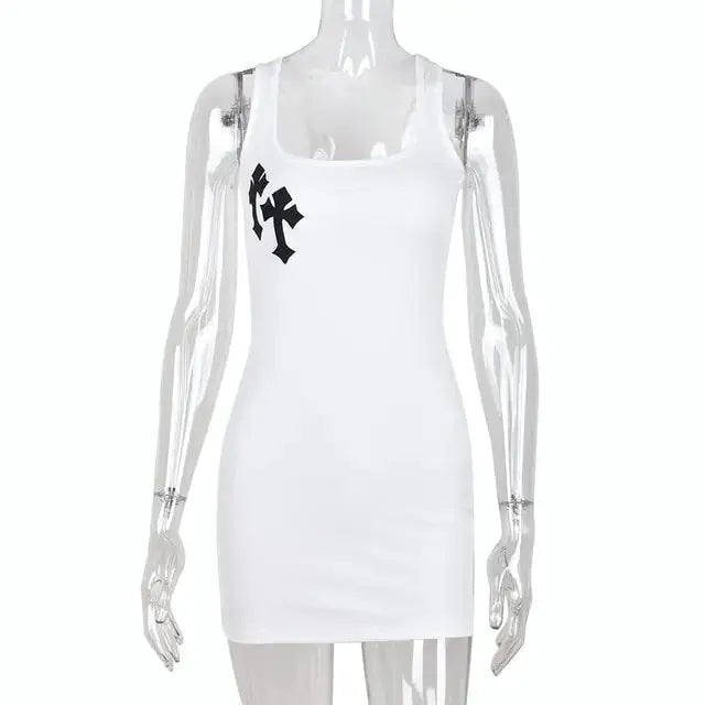 Cross Printed Mini Dress GLR SHOPPING