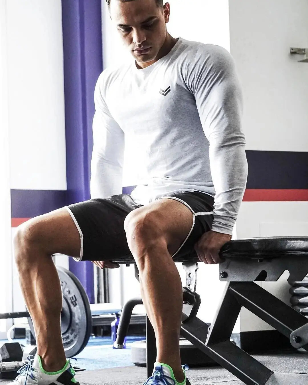 Men's Solid Color Long Sleeve Cotton T-Shirt: Spring Jogger Sports Muscle Exercise (3XL) GLR SHOPPING