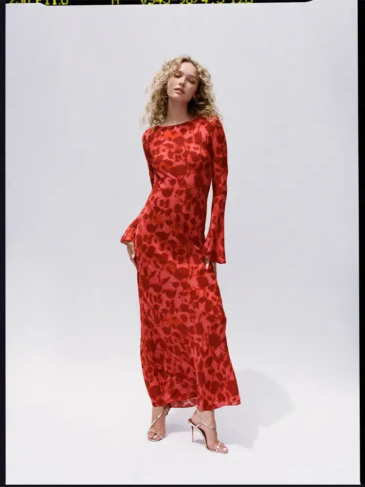 Floral Zebra Print Long Sleeve Maxi Dress GLR SHOPPING