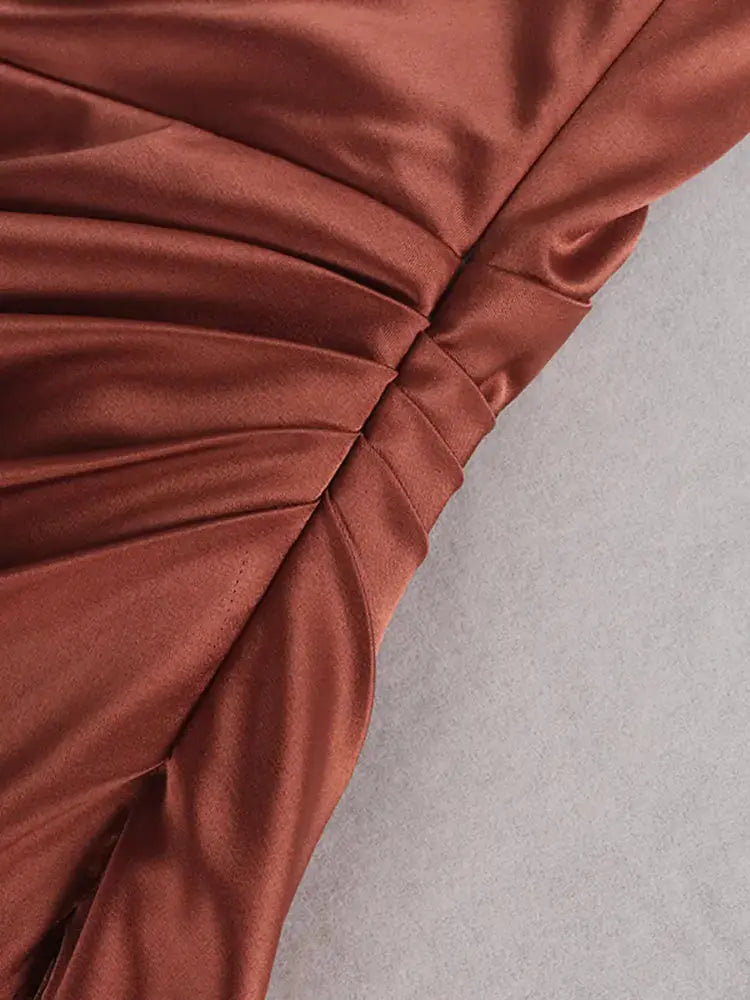 Midi Satin Dress Split Adjustable Strap GLR SHOPPING