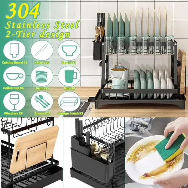 Compact Chef's 2-Tier Dish Organizer GLR SHOPPING