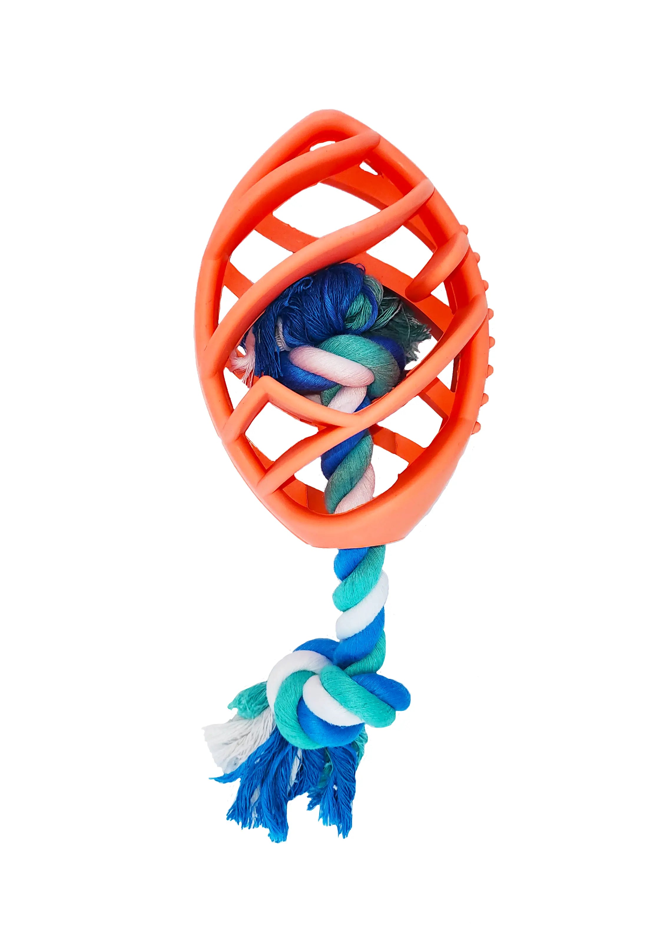 Rubber Football Dog Chew Toy with Tug Rope -- Great for Active Dogs -- - GLR SHOPPING