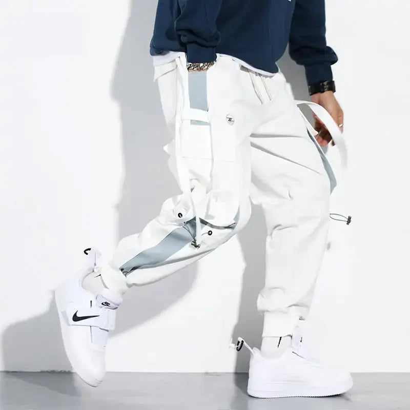 Joggers Men Ribbons Cargo Pants GLR SHOPPING