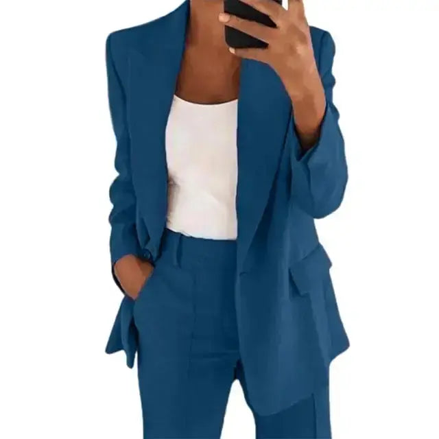 Solid Color Blazer Long Sleeve GLR SHOPPING