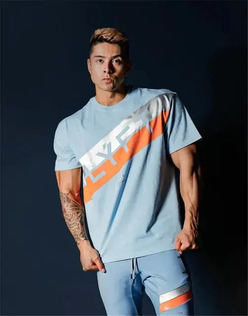 Japan & UK Summer Fitness Sport Running Men's Cotton Short Sleeve T-shirt GLR SHOPPING