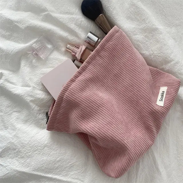Corduroy Travel Cosmetic Bag - GLR SHOPPING