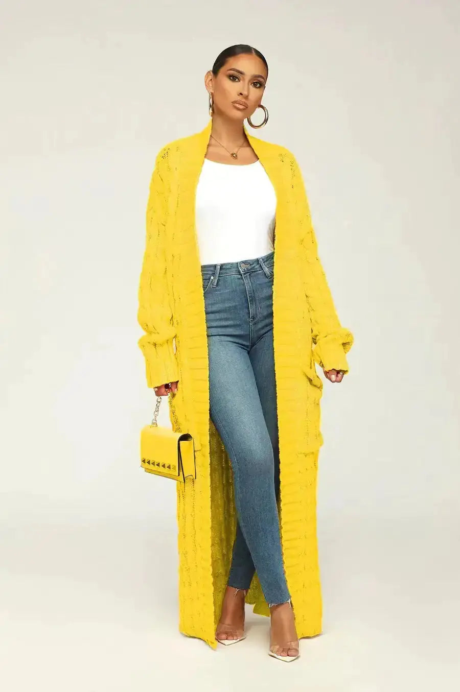 Drop Shoulder Maxi Sweater Cardigan - GLR SHOPPING