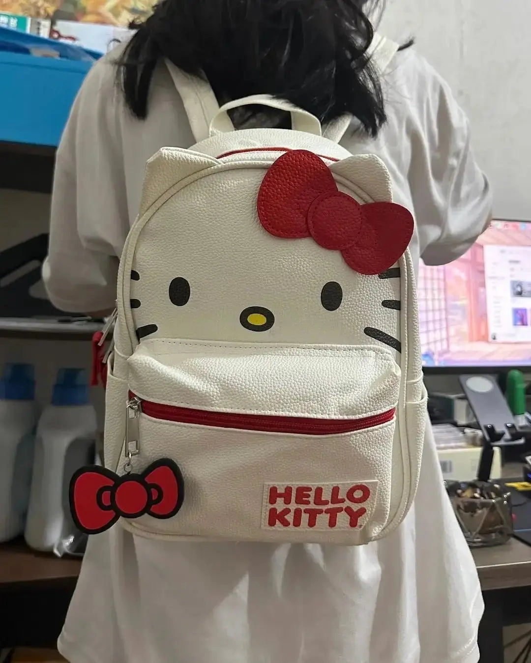 Red White Bow Backpack Bag GLR SHOPPING