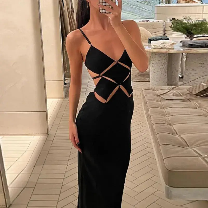 Sexy Sleeveless Backless Bodycon Maxi Evening Party Dress GLR SHOPPING
