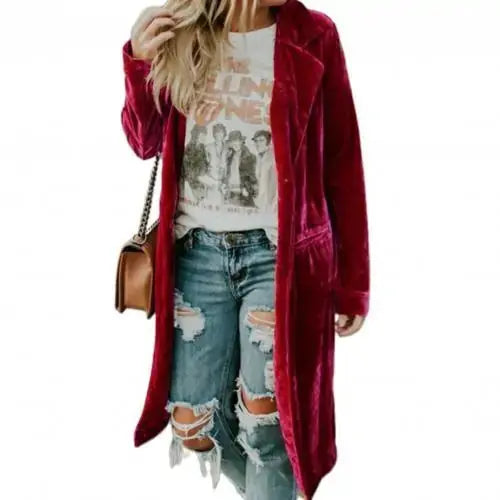 Velvet Pockets Midi Jacket GLR SHOPPING