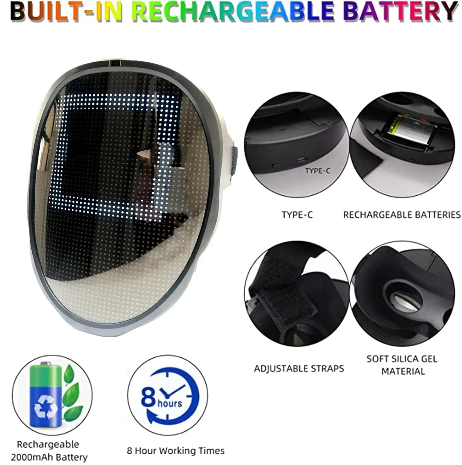 Bluetooth Light Up LED Mask GLR SHOPPING