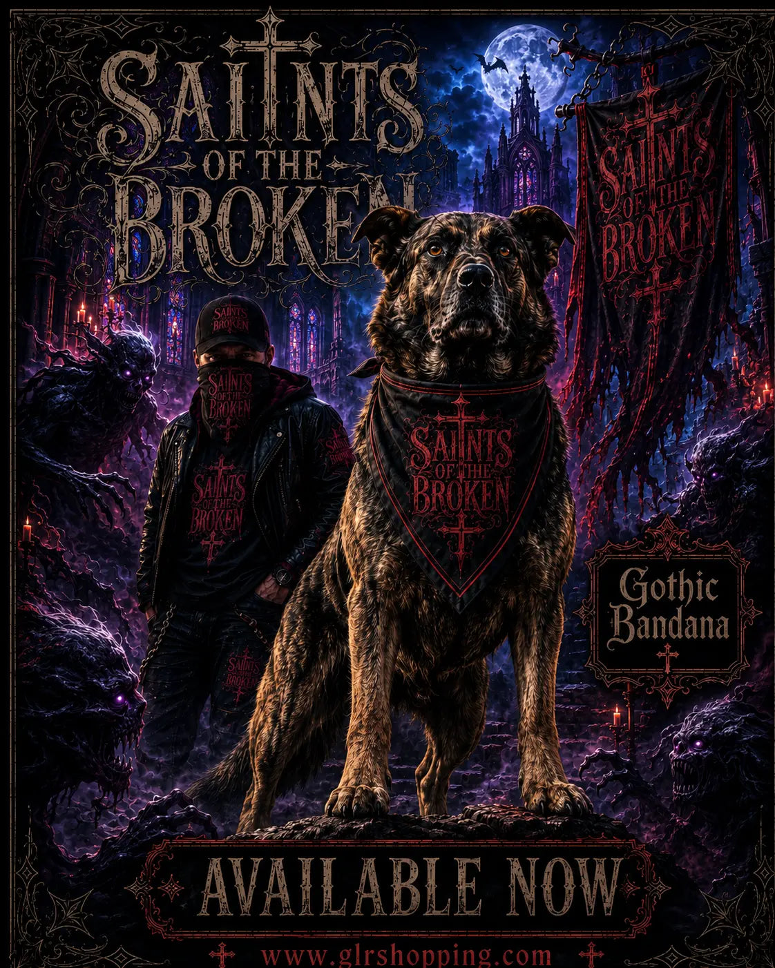 Saints of the Broken Gothic Red Blood Bandana GLR SHOPPING