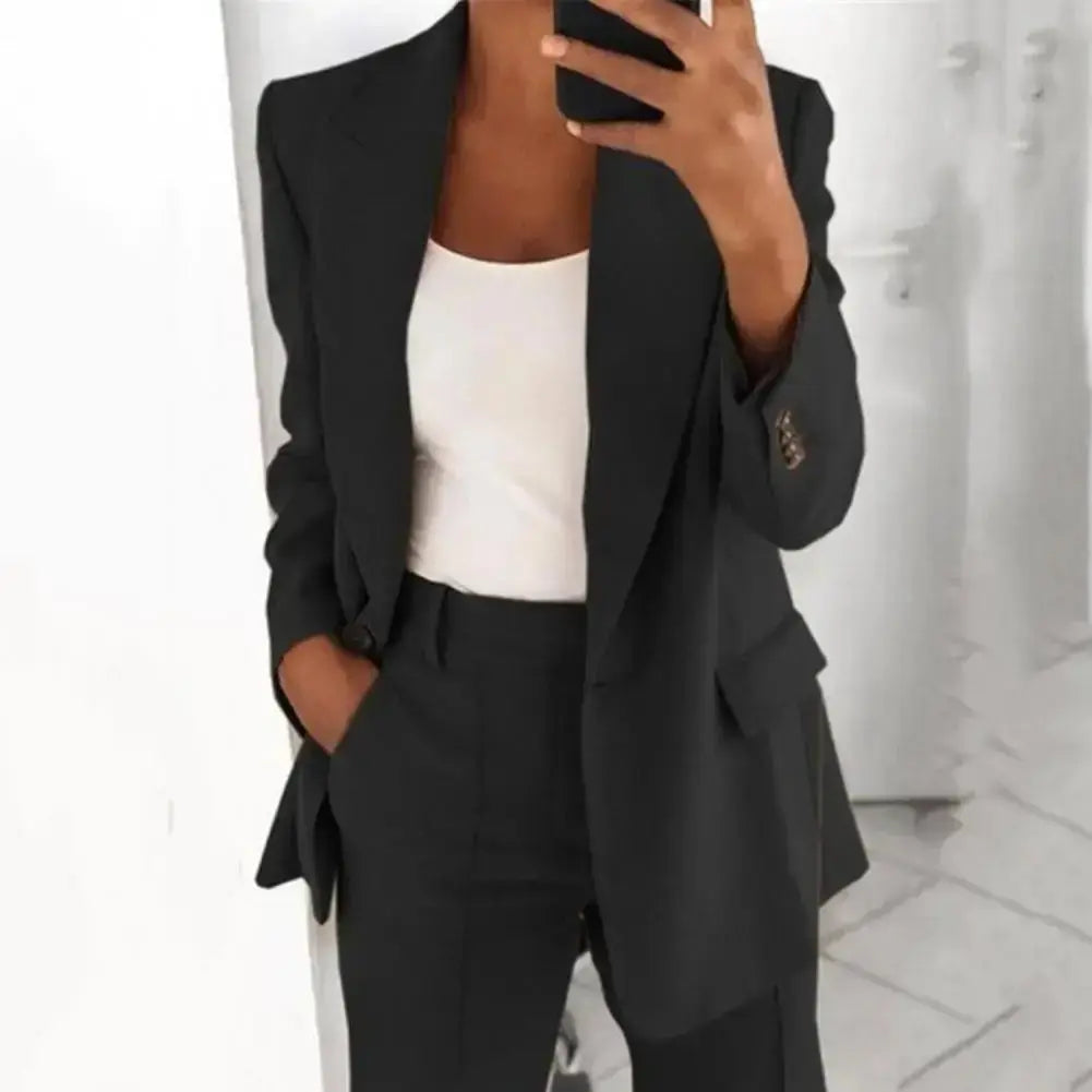 Solid Color Blazer Long Sleeve GLR SHOPPING