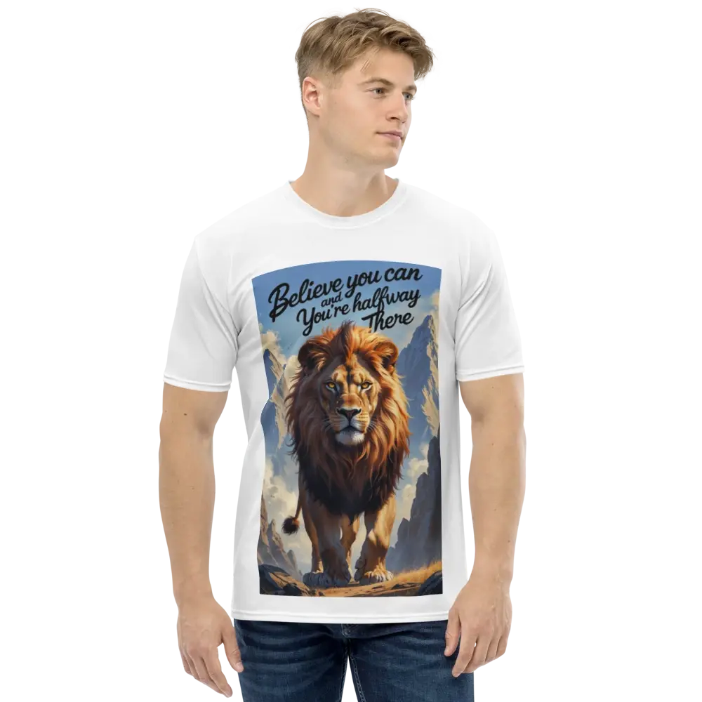 Motivational T-Shirt - Believe You Can Quote - Men's White Graphic Tee GLR SHOPPING