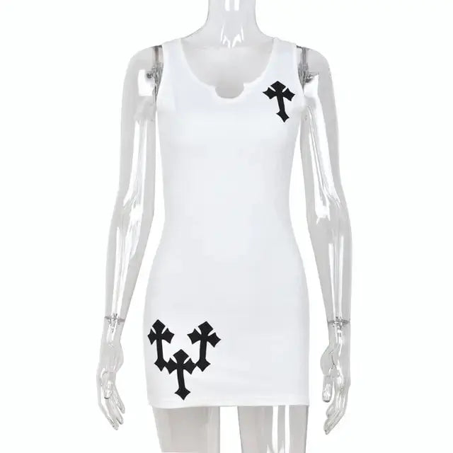 Cross Printed Mini Dress GLR SHOPPING