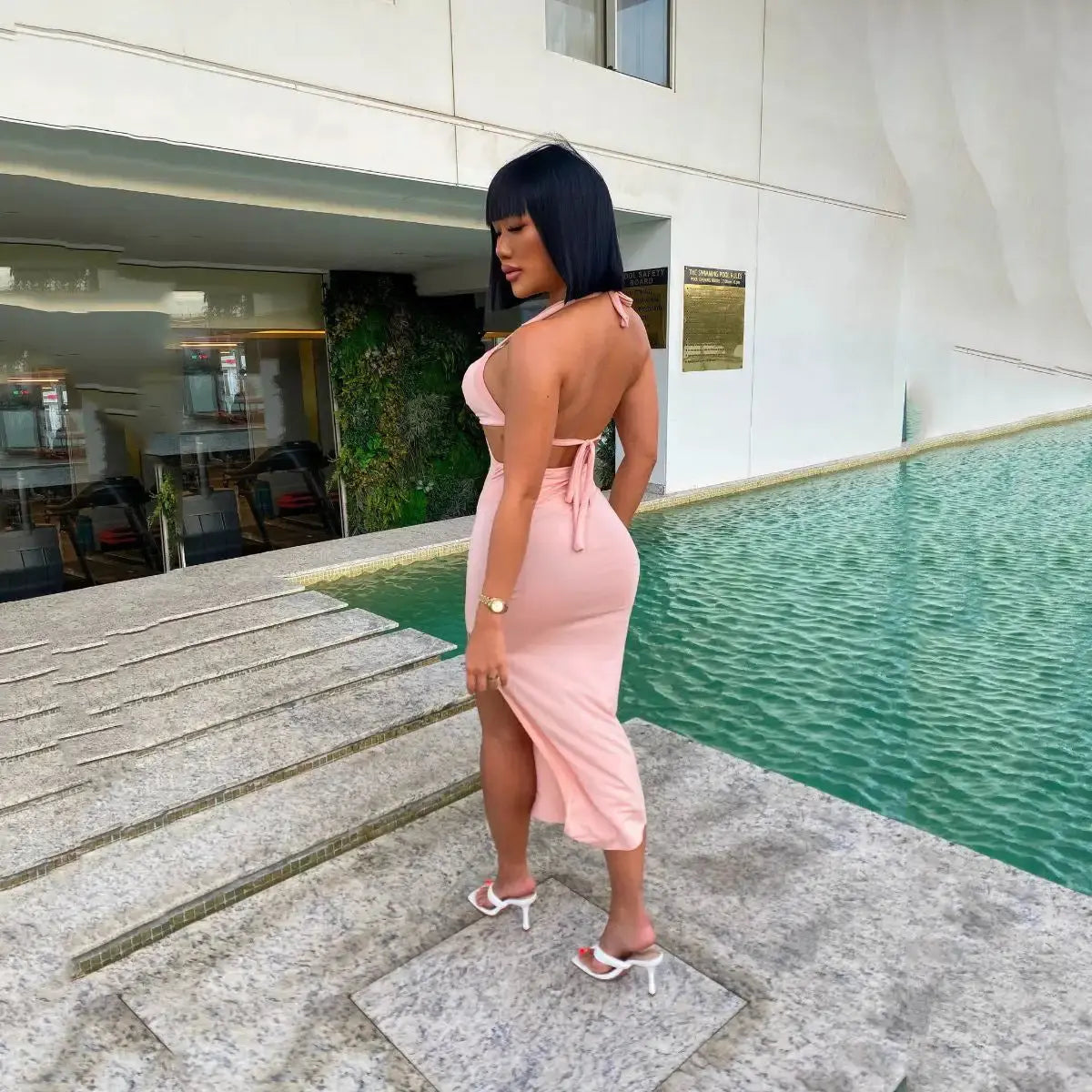 Holder Backless Slit Dress GLR SHOPPING