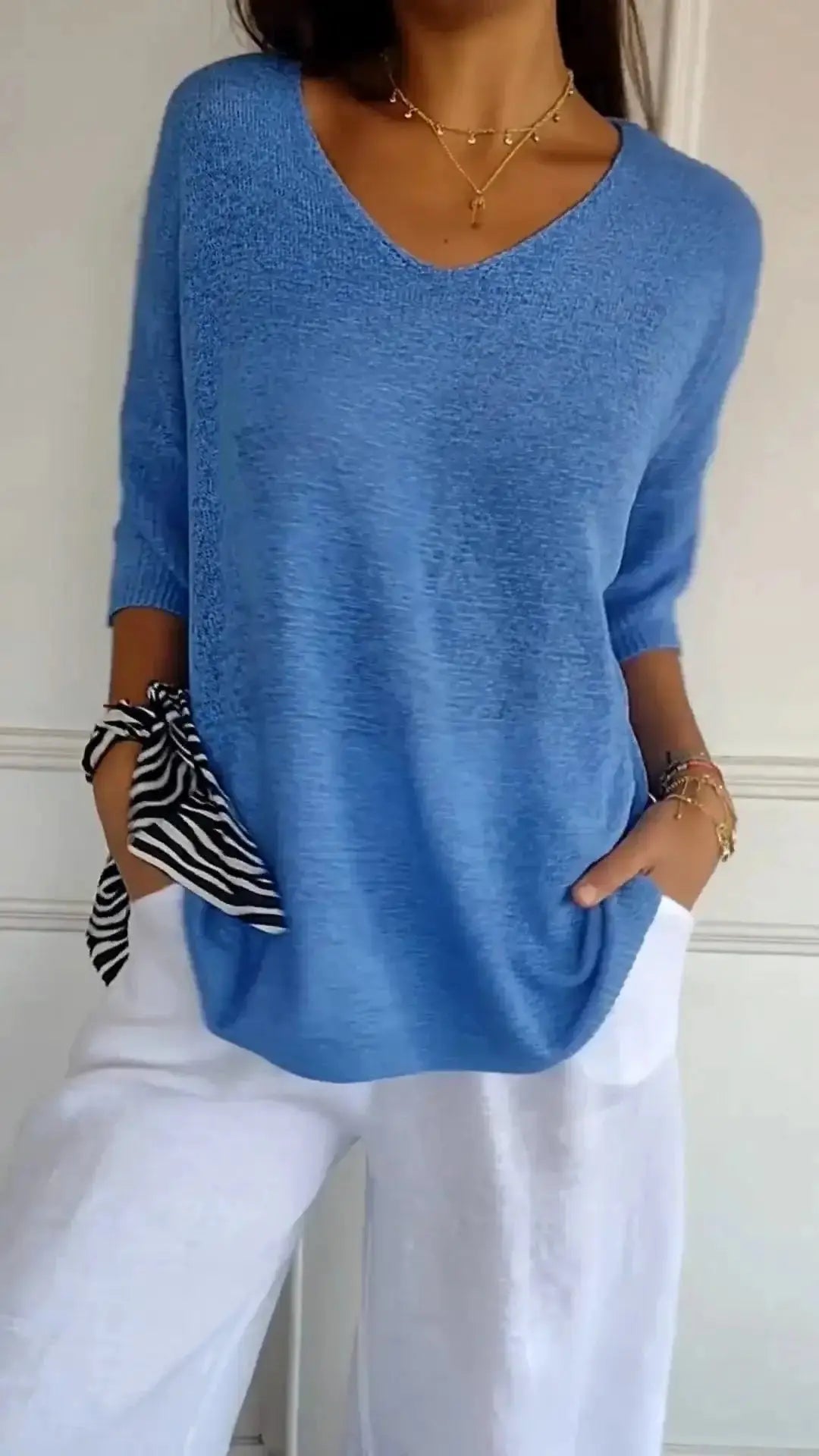 Trendy V-Neck Top GLR SHOPPING