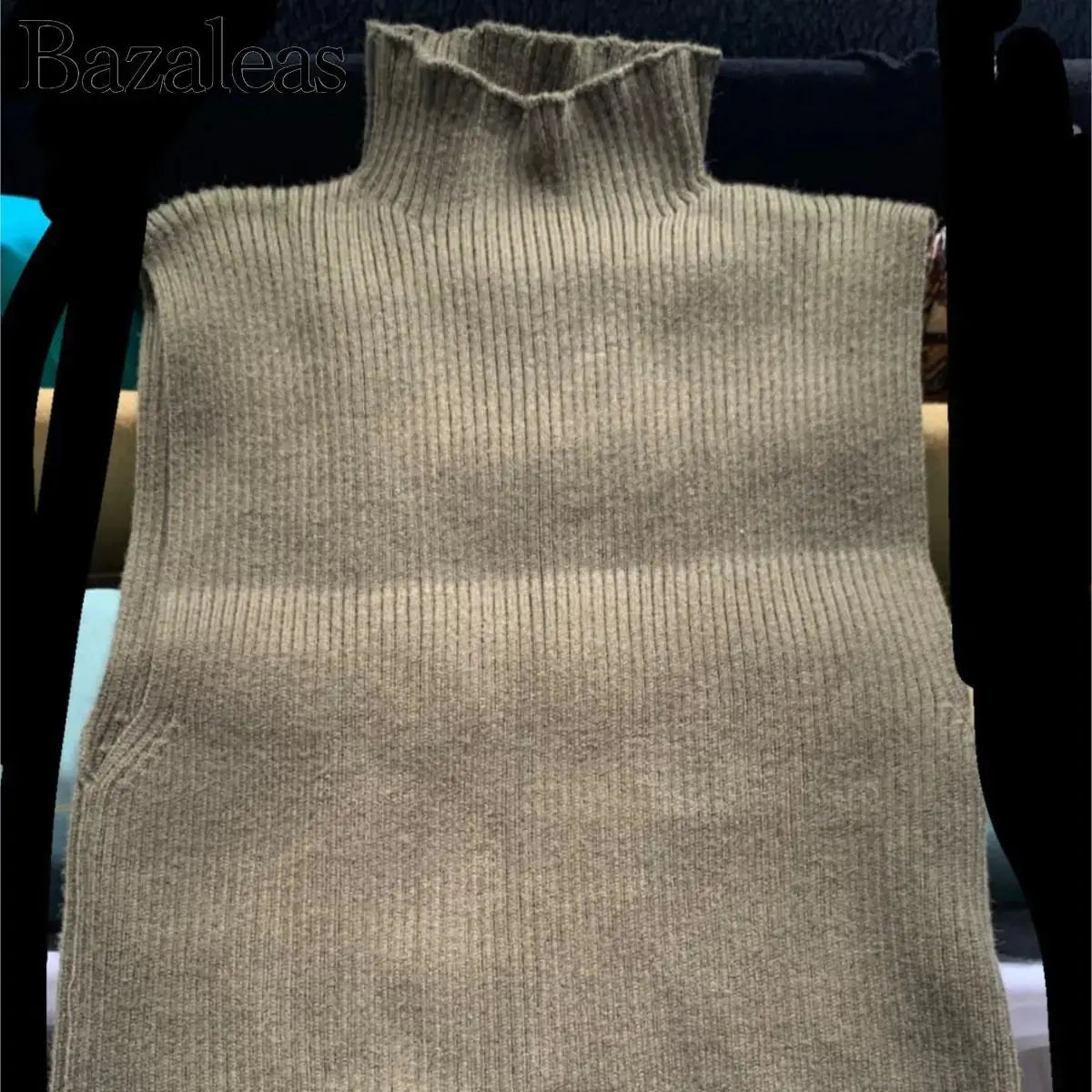 Ribbed Knit High Neck Sleeveless GLR SHOPPING